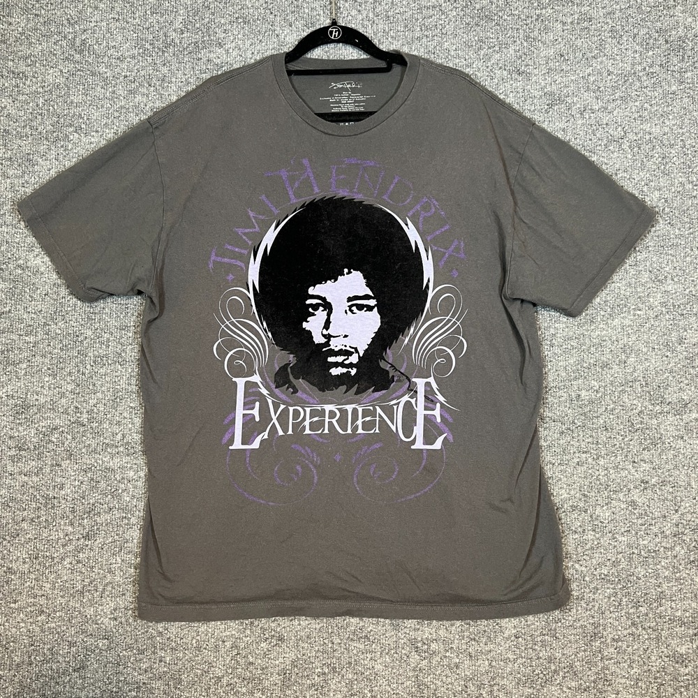 Jimi Hendrix Shirt Adult XL Gray Band Tee Graphic Rock Short Sleeve Mens‎